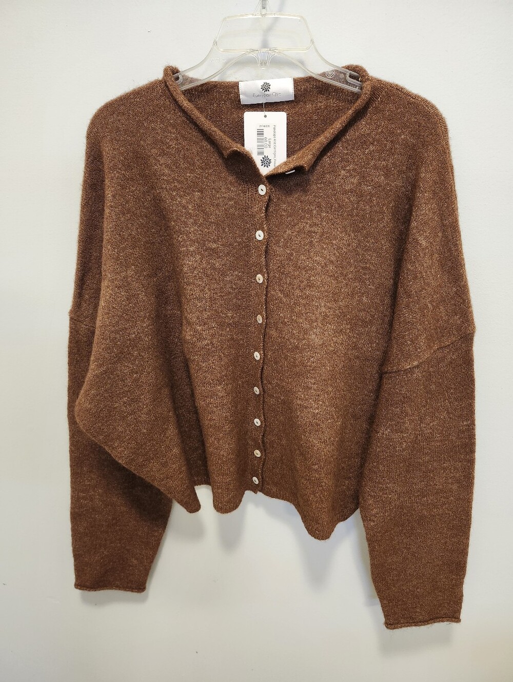 Everyday Chic Penelope Knit Cardigan Soft Knit Button Front Size Women's Large